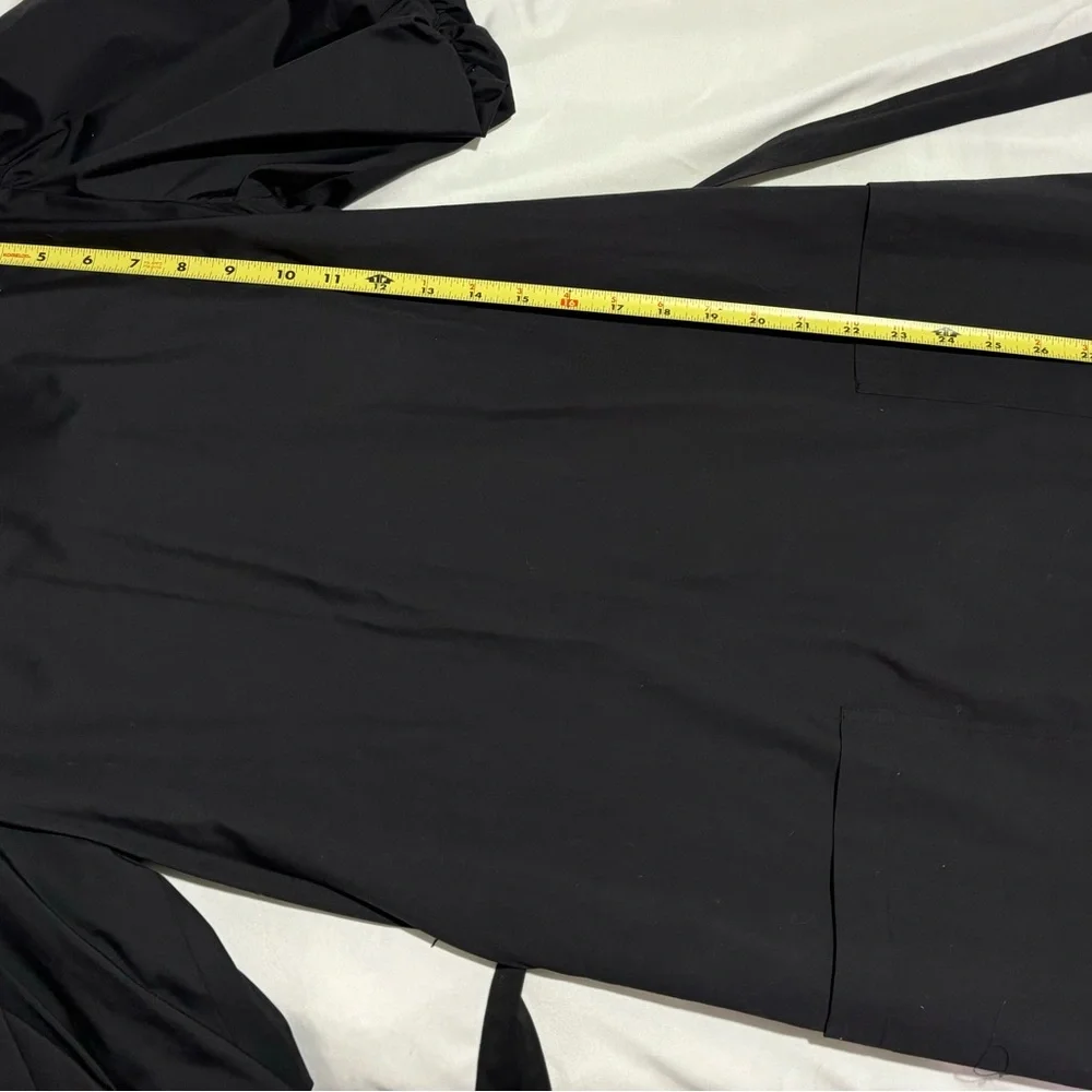 Frame Margot Mock Neck Balloon Sleeves Belted Black Mini Dress With Pockets NWOT - Picture 12 of 15
